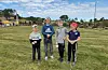 Gutane syntest òg golf var kjekt. Nokre av dei hadde spelt ein del golf frå før av. F.v.: Henrik Kvalvågnes (7) frå Sveio, Brede Lie Lothe (11) frå Torvastad på Karmøy, James Oliver Lie Hinds (9) frå Torvastad og Noah Lie Hinds (7) frå Torvastad. FOTO: GUNNHILD LØNNING