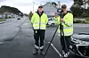 Her seniorinspektørane i Statens vegvesen, Roy Terje Moen (t.v.) og Sigbjørn Eltervåg under ein tidlegare kontroll i Sveio.