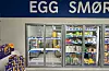 Mange daglegvarebutikkar er tomme for egg, som denne Rema 1000-forretninga på Holmlia i Oslo.