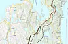Området for nye E39 gjennom Sveio. Utsnitt frå Statens vegvesen sitt kart over trasé for ny E39.