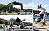 Til ære for fotografen ville Kristian Hovland Hindøy (over) og Tolete Waktha gjera backflip og salto.